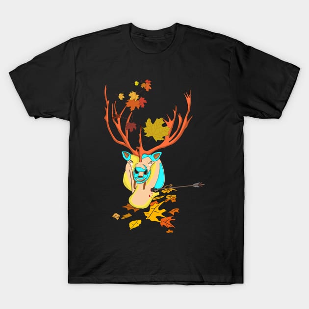 Caribou leaf autumn T-Shirt by Sshirart